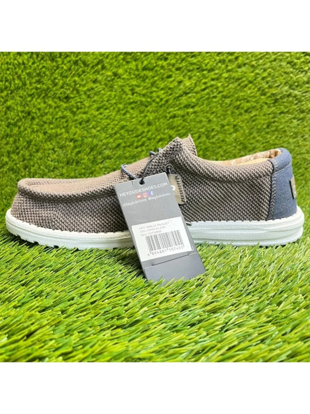 Hey Dude Wally Paisley Mens Size 8 Chocolate White Casual Walking Slip-On Shoes